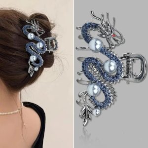 Blue Dragon Hairpin with Pearl