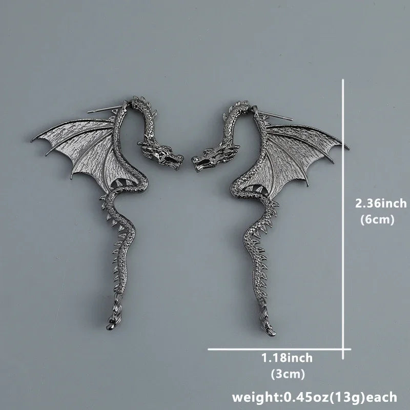 Dragon Front-Back Earrings – Stainless Steel Gothic Dragon Ear Jacket Jewelry - Image 6