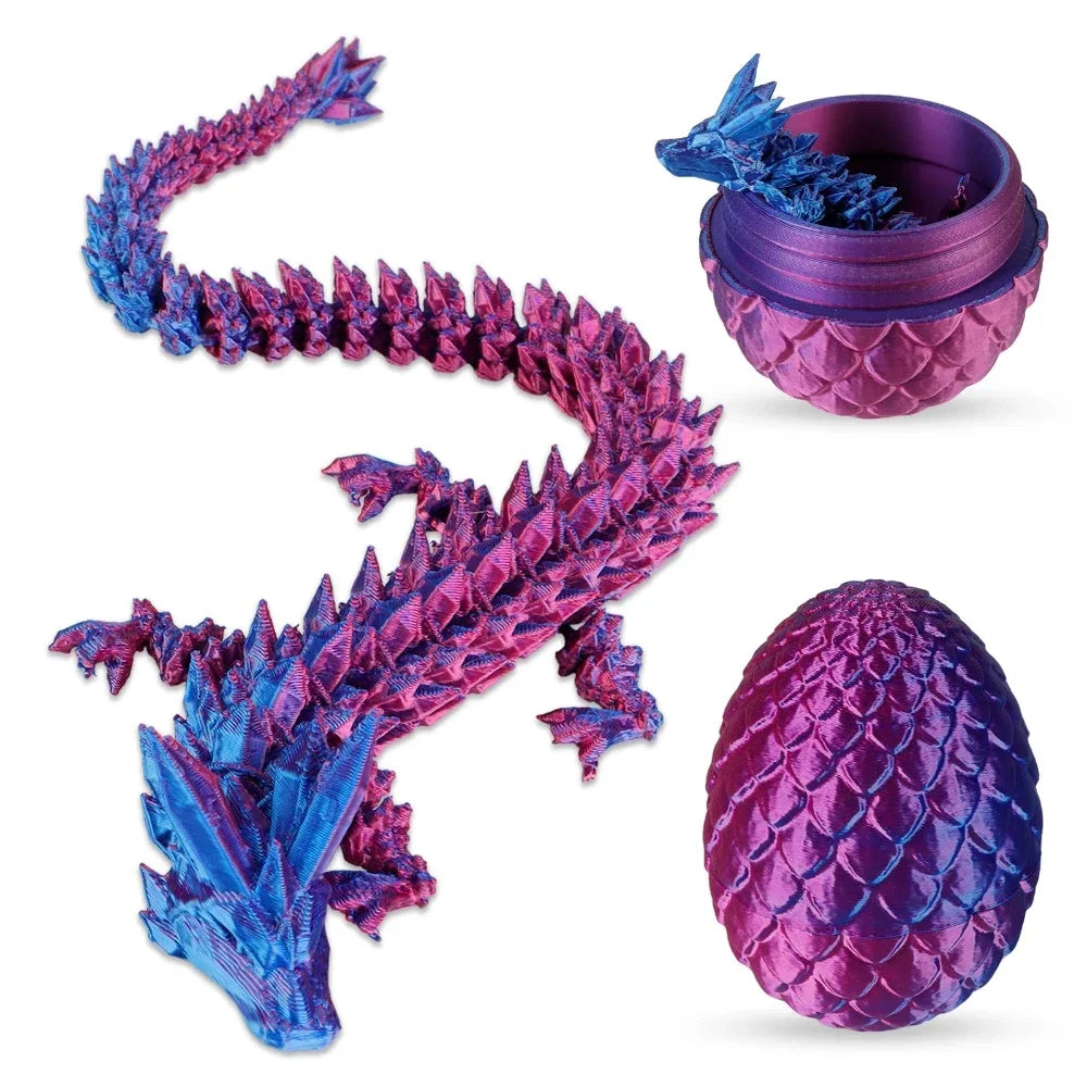 22cm 3D Printed Dragon & 8.5cm Dragon Egg Set – Fully Articulated Gemstone Crystal Dragon Collectible Surprise Toy - Image 4