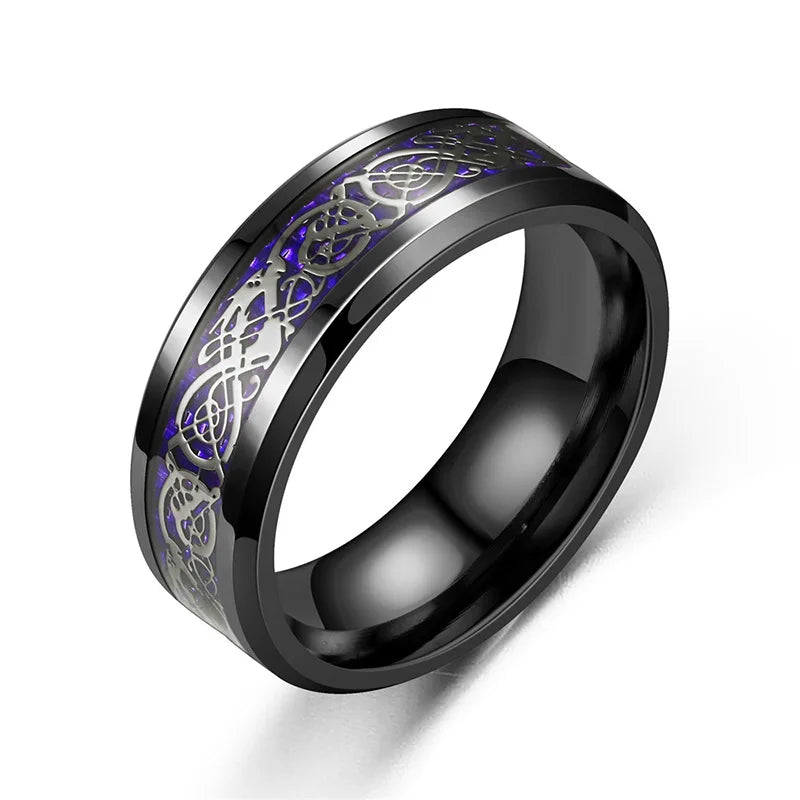 Classic 8mm Black Tungsten Celtic Dragon Ring – Men’s Stainless Steel Wedding Band with Red Carbon Fiber Inlay - Image 8