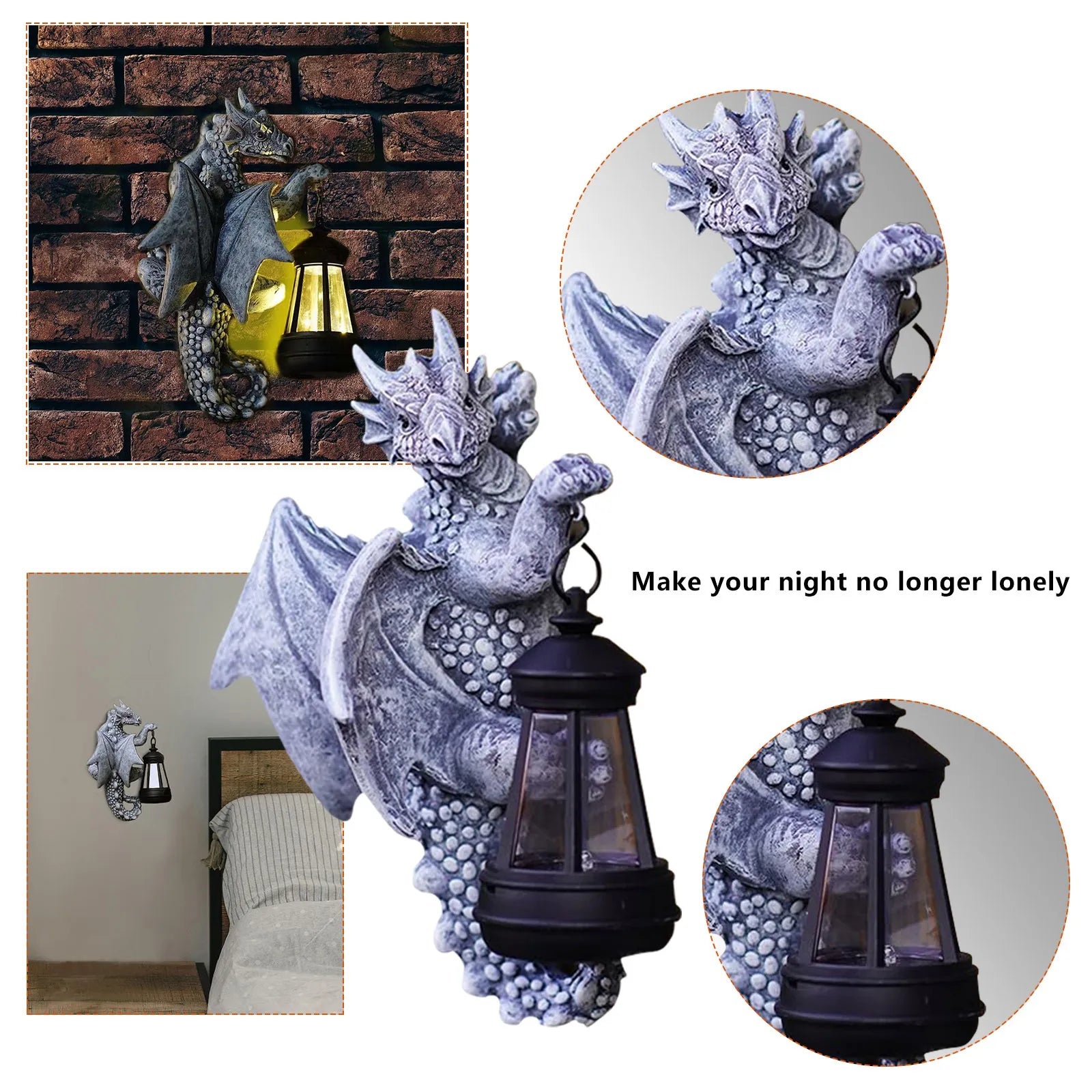 Dragon Tree Hugger with Solar Lantern – Weather-Resistant Outdoor Resin Garden Figurine - Image 4