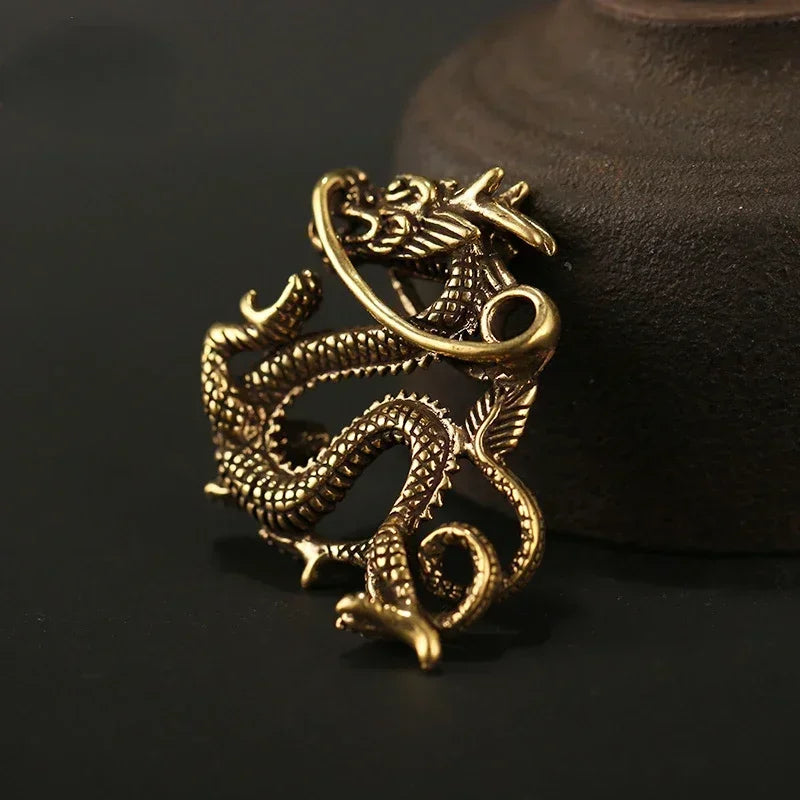 1 Piece Vintage Brass Dragon Statue – Feng Shui Animal Ornament for Wealth & Prosperity - Image 2