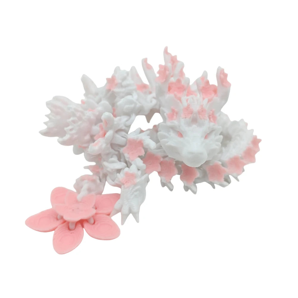 3D Printed Crystal Articulated Dragon – Cherry Blossom Dragon Fidget Toy & Home Office Decor - Image 3