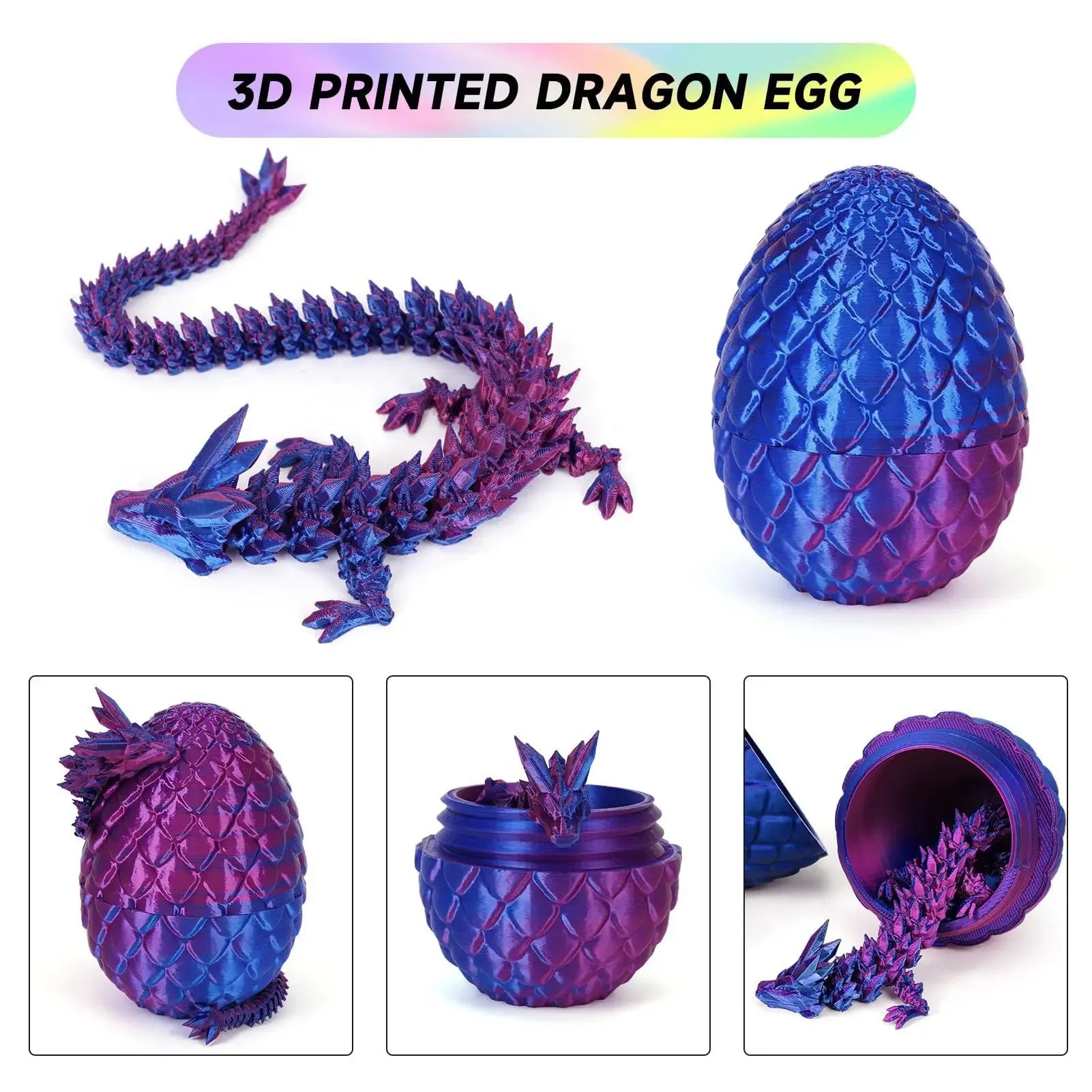 3D Printed Dragon Egg with Fully Articulated Dragon - Image 3