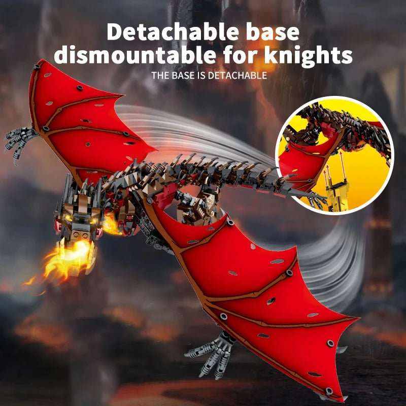 1359PCS Flames Dragon Smaug Building Blocks – Fire Breathing Dragon Model Toy for Kids’ Holiday Gifts - Image 2