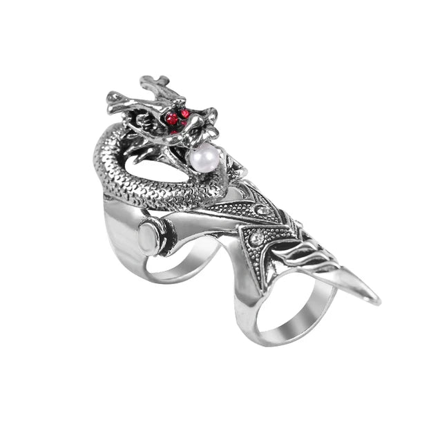 Exaggerated Vintage Dragon Knuckle Ring - Image 8