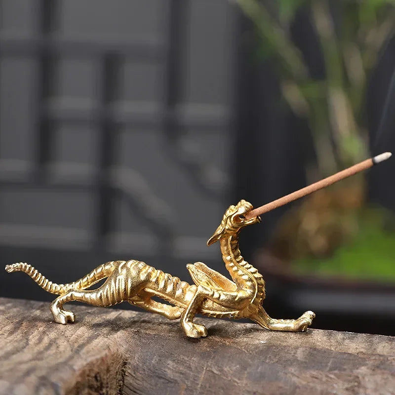 1Pc Metal Gold Dragon Incense Stick Burner – Mini Sandalwood Censer for Home & Office Decor - Image 2