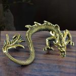 Chinese Beast Dragon Statue – Antique Bronze Miniature Figurine for Home Decor & Collectors