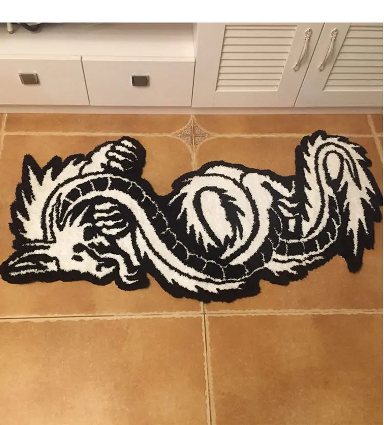 Chinese Dragon Shape Tufting Carpet – Plush Non-Slip Bathroom & Bedside Rug (115x57cm) - Image 6