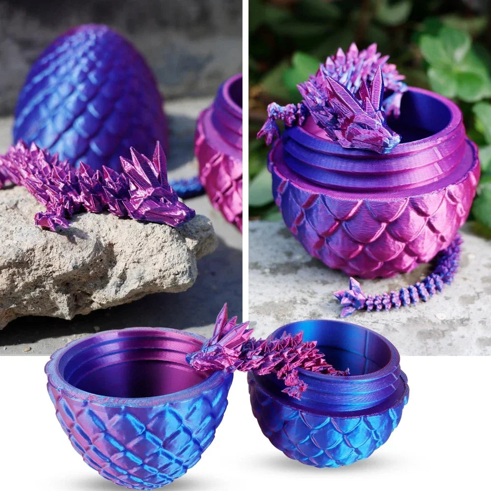 22cm 3D Printed Dragon & 8.5cm Dragon Egg Set – Fully Articulated Gemstone Crystal Dragon Collectible Surprise Toy - Image 6