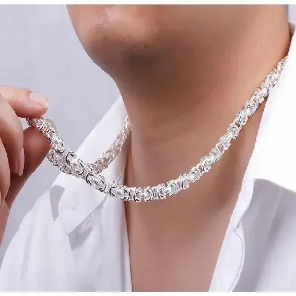 DOTEFFIL Solid 925 Sterling Silver Dragon Necklace – 8mm Round Faucet Chain for Men (60cm) - Image 2