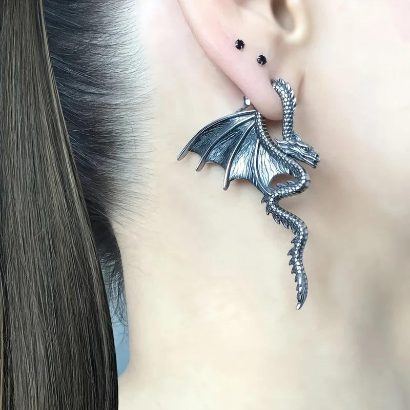 Dragon Front-Back Earrings – Stainless Steel Gothic Dragon Ear Jacket Jewelry - Image 10