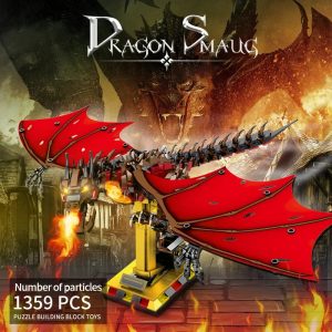 1359PCS Flames Dragon Smaug Building Blocks – Fire Breathing Dragon Model Toy for Kids’ Holiday Gifts