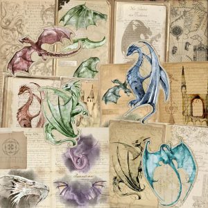 1 Pack Vintage Medieval Wizards and Dragons Stickers