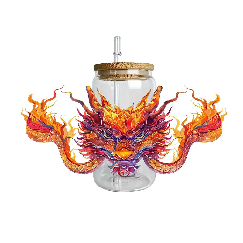 3D Fantasy Dragon Art UV DTF Cup Wrap Sticker – Waterproof Crystal Label for DIY Glass & Tumbler Decoration - Image 32