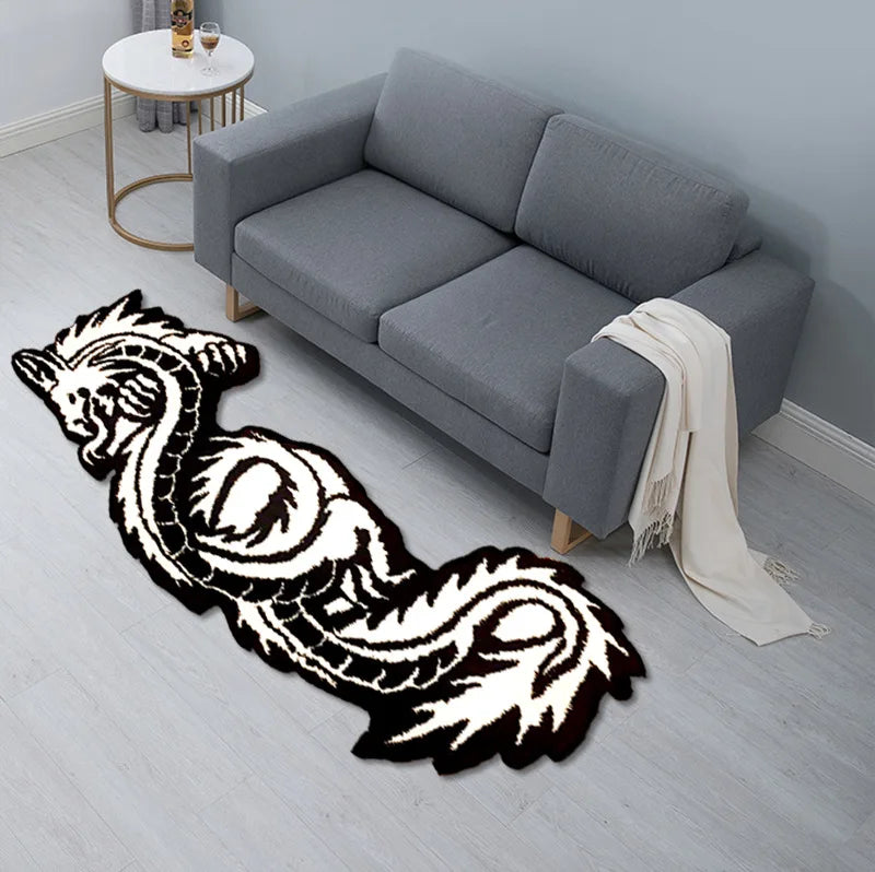 Chinese Dragon Shape Tufting Carpet – Plush Non-Slip Bathroom & Bedside Rug (115x57cm) - Image 4