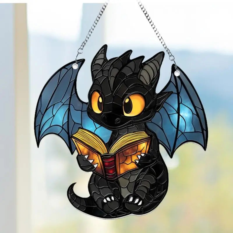 2D Stained Acrylic Dragon Sun Catcher – Book Dragon Light Catcher for Window, Wall, or Christmas Tree Decoration - Image 4