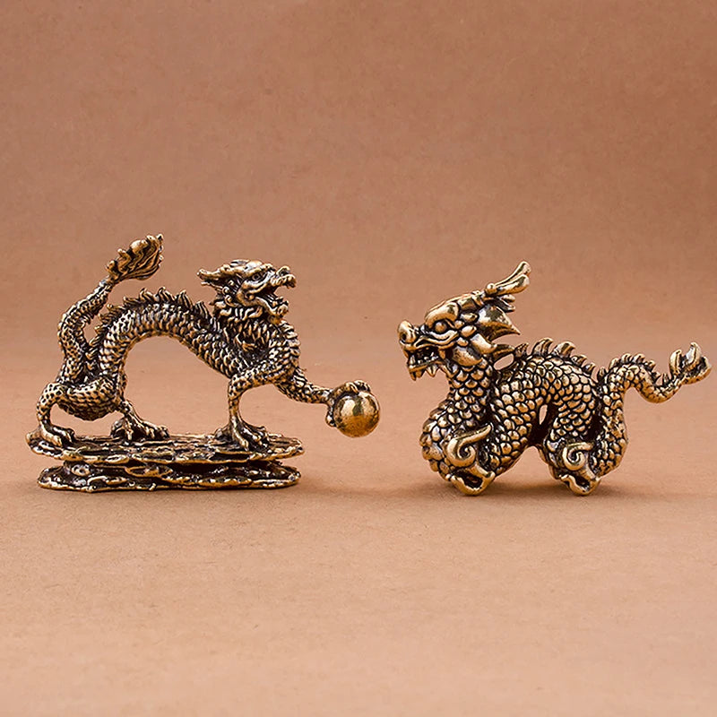 Antique Brass Dragon Statue - Image 3
