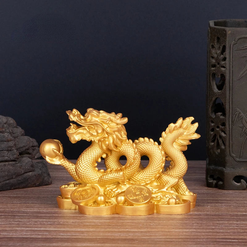 Chinese Auspicious Money Dragon Statuette – Resin Feng Shui Sculpture for Home & Office Decoration - Image 7
