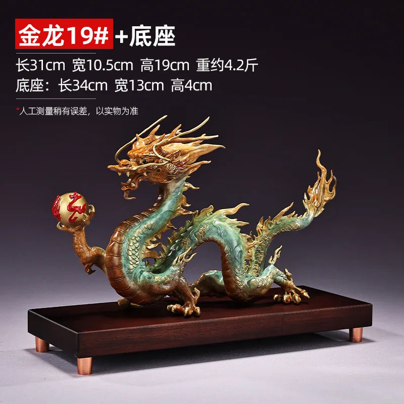 Copper Brass China Dragon Statue – Large Feng Shui Sculpture for Living Room & Office Decor (31cm / 49cm / 62cm) - Image 6