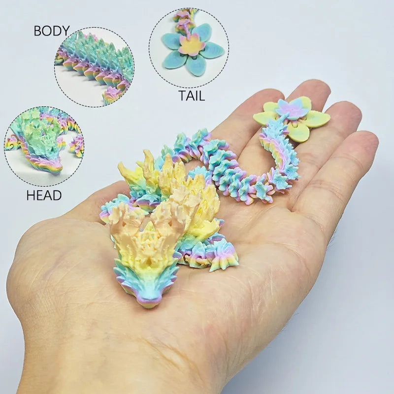 3D Printed Crystal Dragon Articulated Fidget Toy – Cherry Blossom Dragon Home & Office Decor, Birthday Gift for Boys 2025 - Image 4