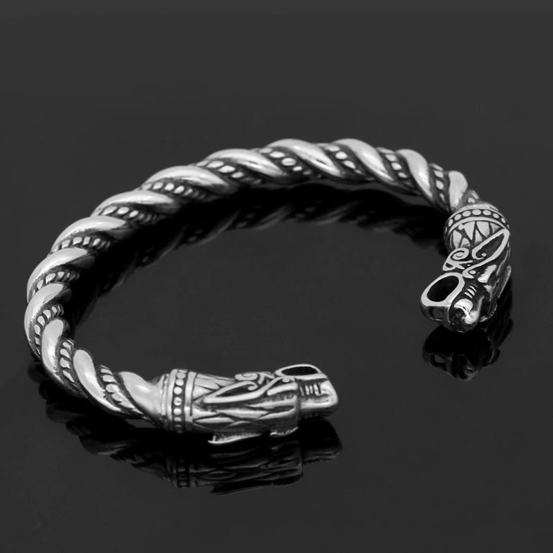 Goth Hip Hop Dragon Head Open Men’s Viking Bangle Wristband Cuff Bracelets - Image 2