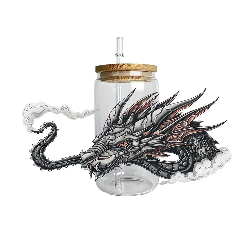 3D Fantasy Dragon Art UV DTF Cup Wrap Sticker – Waterproof Crystal Label for DIY Glass & Tumbler Decoration - Image 25