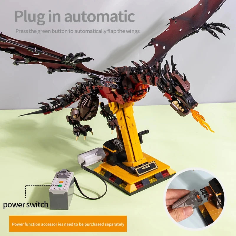 1359PCS Flames Dragon Smaug Building Blocks – Fire Breathing Dragon Model Toy for Kids’ Holiday Gifts - Image 6